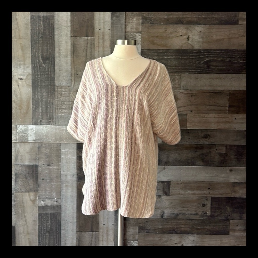 Handwoven Ombre pastel knit tunic top medium coastal grandma slouchy boho chic